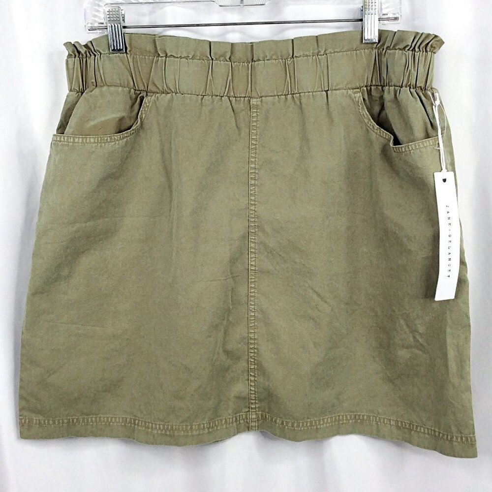 NWT Jane + Delancey Skirt Women's Size Large Green Pockets Paper Bag Waist